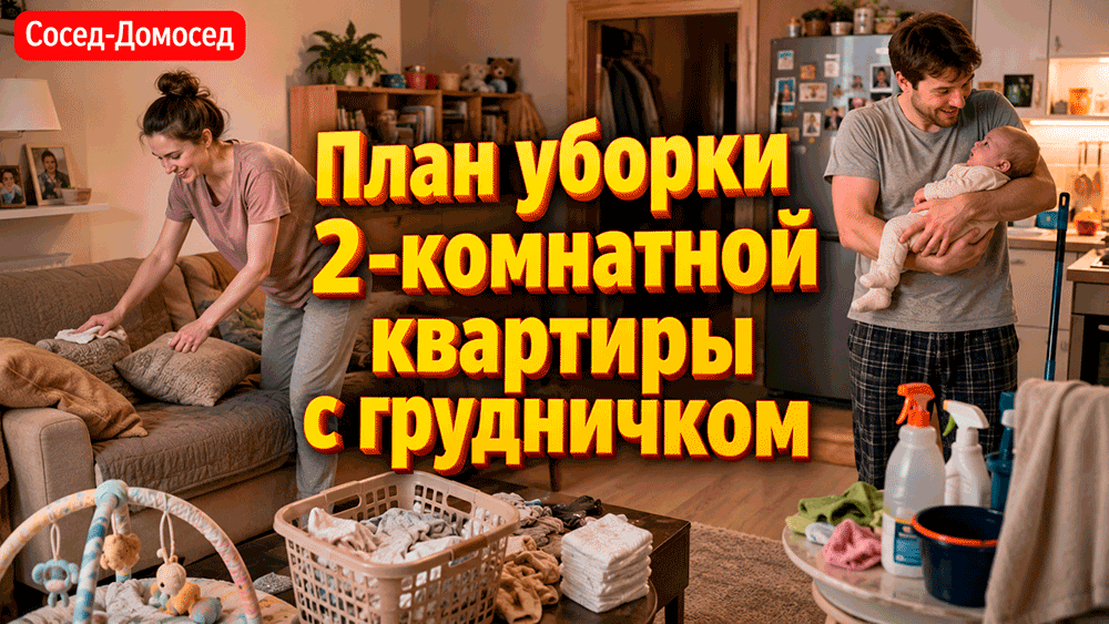 План уборки 2-комнатной квартиры с грудным ребёнком 